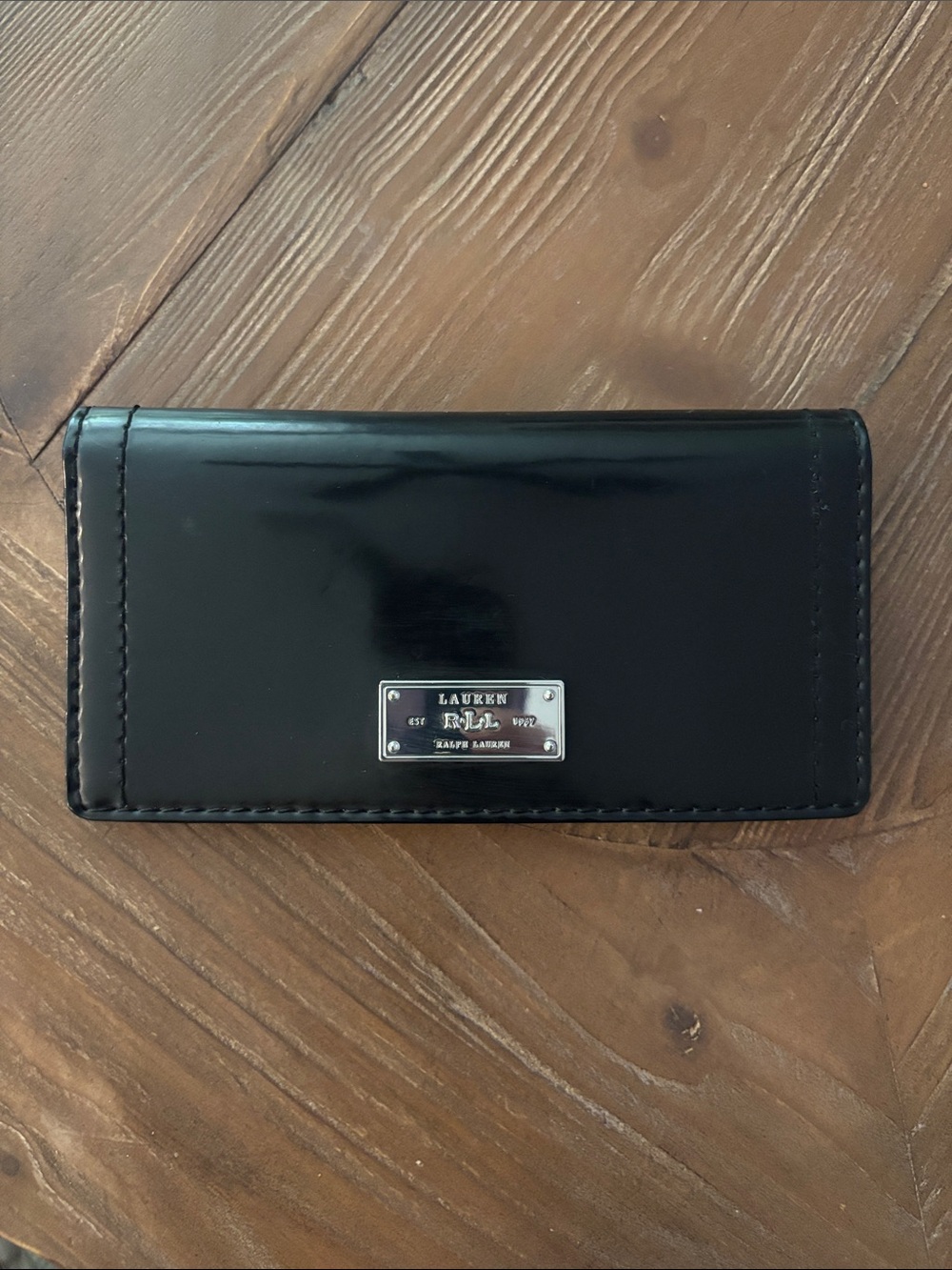 Ralph Lauren Vintage, Classic Black Glossy Patent Leather Wallet. EUC!